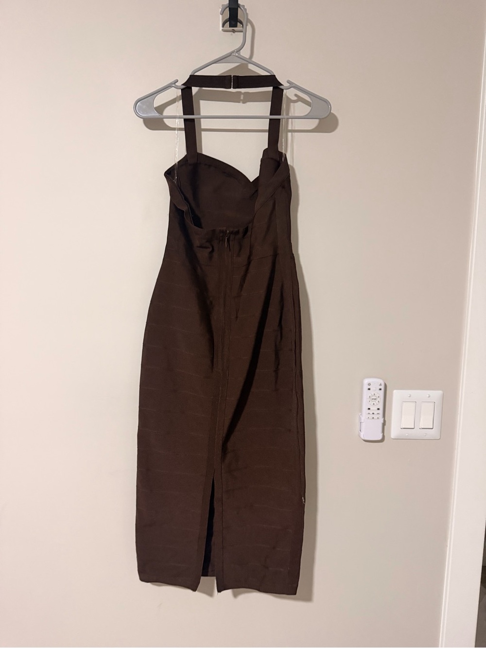 House of CB Brown The Supermodel Halter Neck Bandage Midi Dress - Picture 8 of 9
